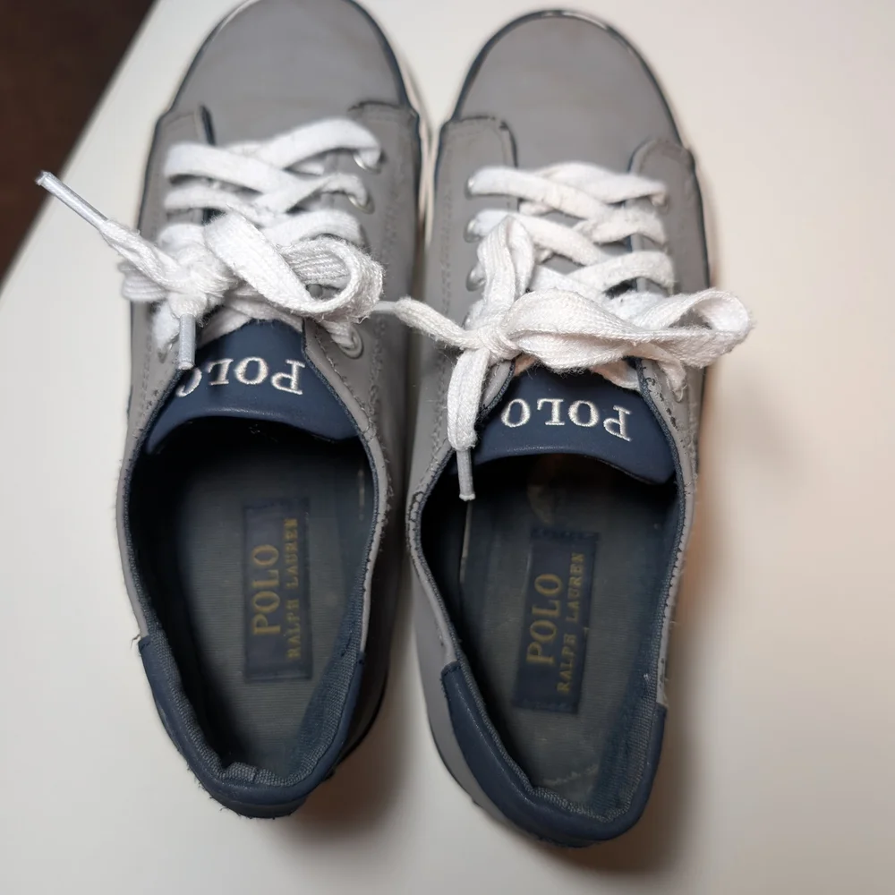 Polo by Ralph Lauren Gray and Navy Leather Sneakers